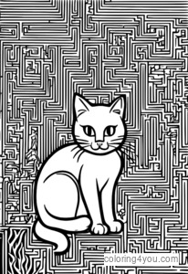 Un chat piégé dans un labyrinthe, jeu de puzzle labyrinthe