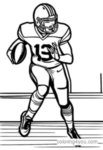 Football player passing the ball coloring page