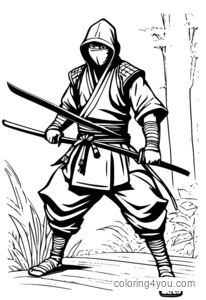 Kurogiri Ninja Quirk Coloring Page med kul positur