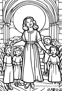 Maria singing coloring page