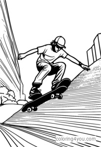 A skateboarder riding a skateboard down a steep hill.