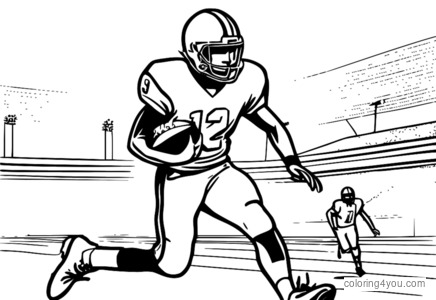 Football player in action coloring page