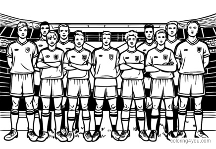 Coloring pages of a football team with hidden players