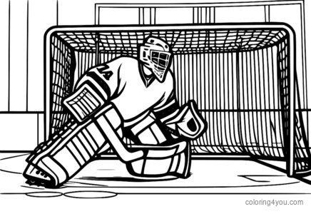 Pagina da colorare del portiere di hockey!