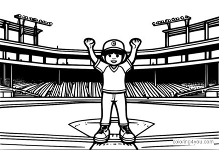 Little League fan coloring page, kids activities, baseball fans