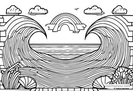 Minecraft Water Wave Coloring Page - Minecraft Blocky World