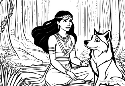 Pocahontas და Meeko Rainbow საღებარი გვერდები