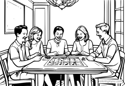 Rummy cards poker night coloring page