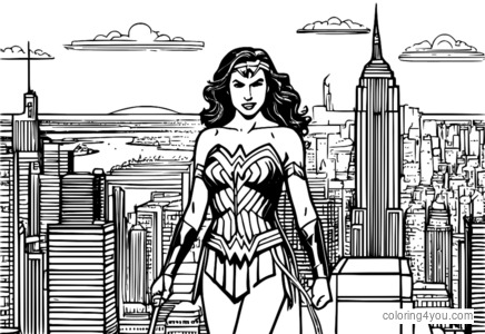 Wonder Woman Background Coloring Page