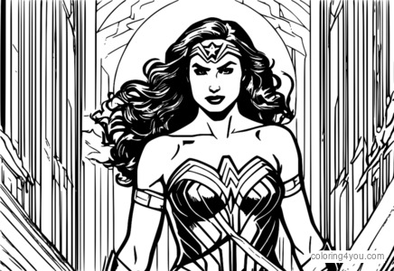 Wonder Woman with Lasso Coloring Page for Kids