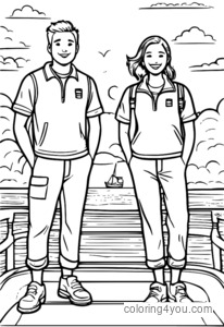 Among Us duo crewmates coloring page