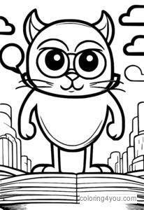 Coloring Page of Angry Cartoon Character with Speech Bubbles