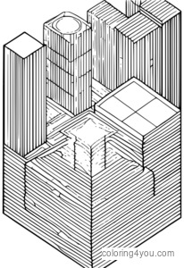 Dibujo de 3D Connect Four estérico para colorear