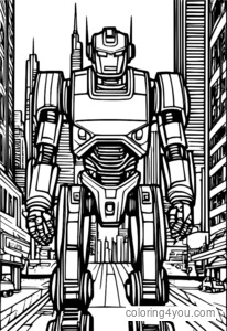 Cyborg training robot in the city, Teen Titans Go! coloring pages