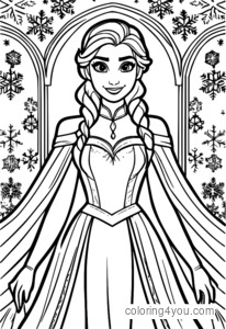 Coloriage Flocons de neige Elsa et Anna