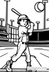 Pahina ng pangkulay ng mga istatistika ng baseball ng Little League, mga aktibidad ng mga bata, mga istatistika ng baseball