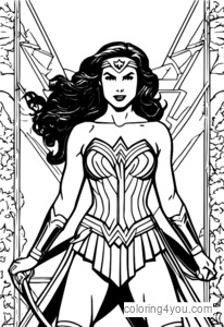 Wonder Woman karo Lasso Coloring Page