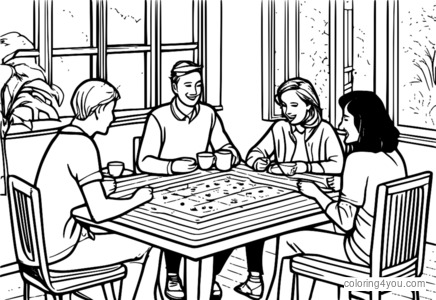 Adult rummy card game coloring page