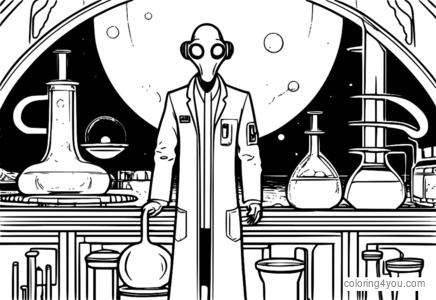 Among Us scientist alien coloring page