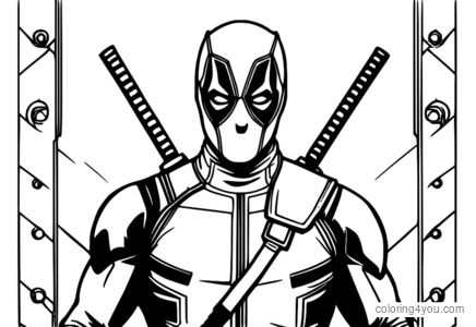 Dibujo de Deadpool con shuriken para colorear