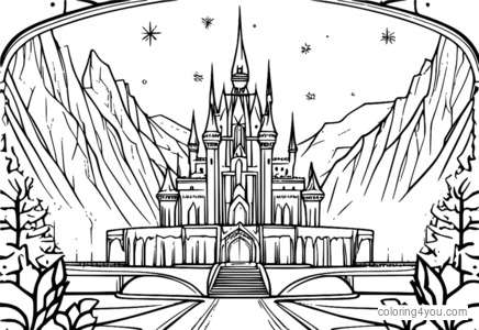 Coloriage du Palais de Glace d'Elsa, Disney La Reine des Neiges, Palais de Glace, Royaume, Coloriages Disney