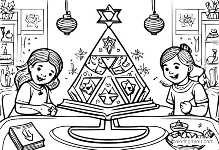 Dathaigh an dreidel Hanukkah greannmhar is fearr leat agus foghlaim faoi stair an chluiche lenár leathanaigh dathúcháin spraoiúla agus idirghníomhacha.