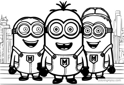 Gruppo di personaggi Minion che si abbracciano