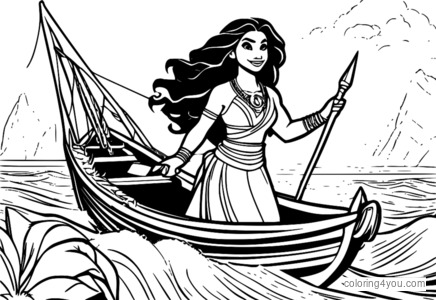 Moana para colorir, página para colorir da Disney, colorir direção, colorir oceano para crianças.