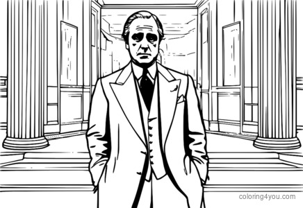 Vito Corleone strong and confident coloring page from The Godfather