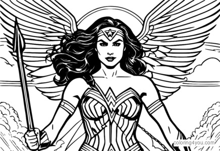 Wonder Woman Lasso Coloring Page kanggo Bocah-bocah