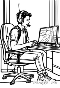 Among Us gamer crewmate coloring page