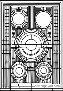 Dibujo para colorear de la cuadrícula Connect Four con discos