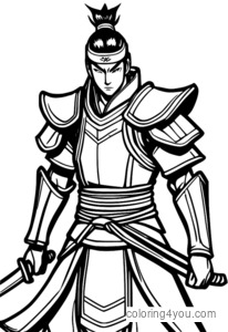 Dibujo para colorear del traje de samurai de Genji de Overwatch