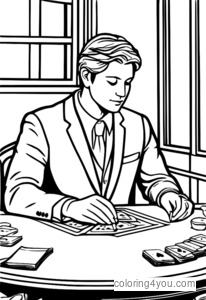 Leisure rummy cards coloring page