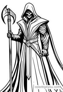 Reaper black and red suit coloring page from Overwatch