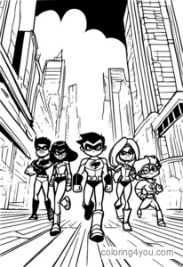 The Teen Titans Go! team, coloring pages