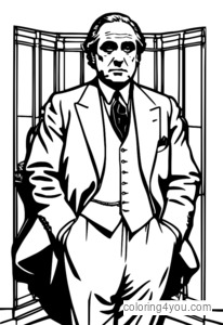 Vito Corleone strong and confident coloring page from The Godfather