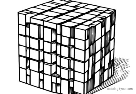 3D puteran Rubik's Cube kanthi sisih warni