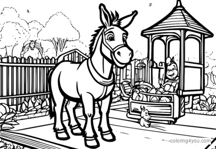 Desenhos para colorir do parque do burro e do Shrek