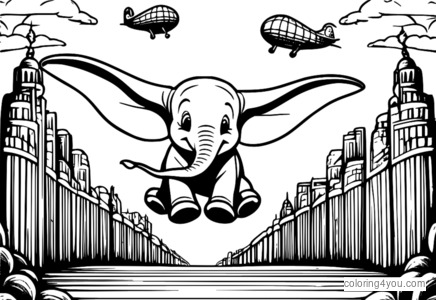 Página para colorir Dumbo amigos, colorir elefante da Disney, desenho de amizade para crianças