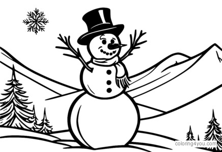 Coloriage Elsa et bonhomme de neige, Disney La Reine des Neiges, Bonhomme de neige, Hiver, Coloriages Disney