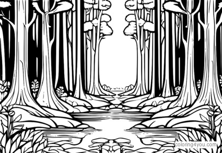 Coloriage Hyrule Forest, The Legend of Zelda, Jeux vidéo, Coloriages pour la détente