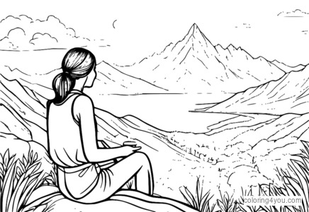 Maria on the mountain coloring page