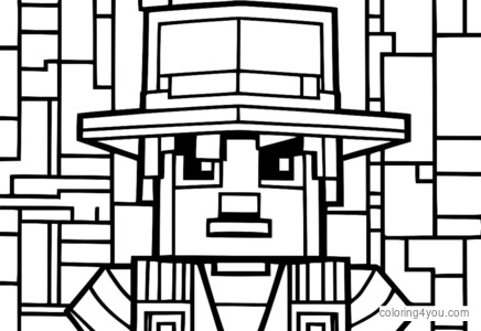 Personaje de Minecraft con un sombrero genial para colorear, pintar e imprimir