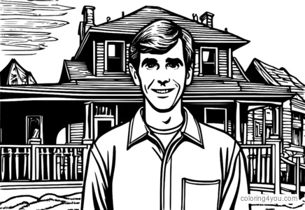 Norman Bates iz filma Psycho lik za barvanje