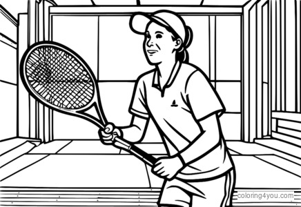 Tennisspelare med funktionshinder som serverar bollen, färgglad illustration, vit käpp.