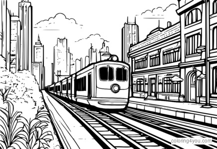 A Zootopia railway train in the cityscape