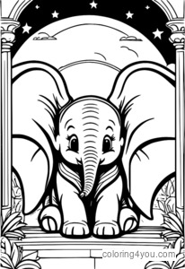 Página para colorir Dumbo amigos, colorir elefante da Disney, desenho de amizade para crianças