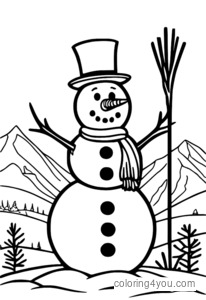 Coloriage Elsa et bonhomme de neige, Disney La Reine des Neiges, Bonhomme de neige, Hiver, Coloriages Disney