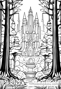 Hyrule Forest Coloring Page, The Legend of Zelda, Video Games, Coloring Pages for Relaxation